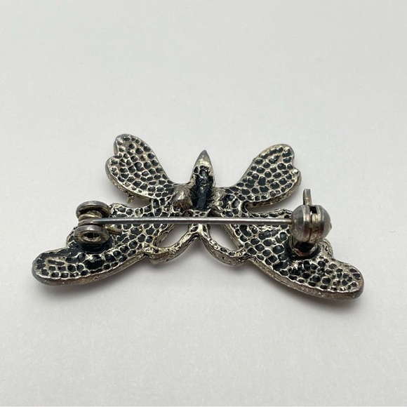 VINTAGE Marcasite Silver Tone Butterfly Brooch - Picture 5 of 8
